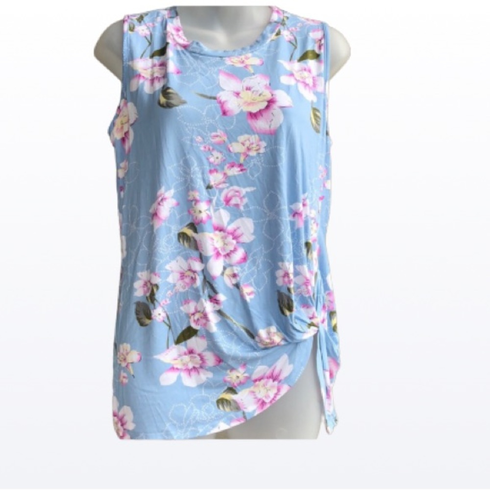 floral tank top that ties on side Sleevless shirt the NWT size large
